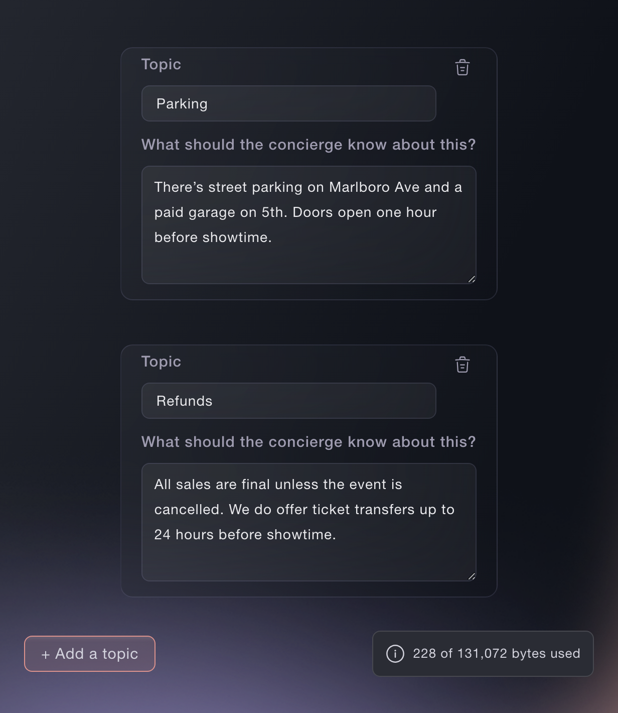 Concierge builder